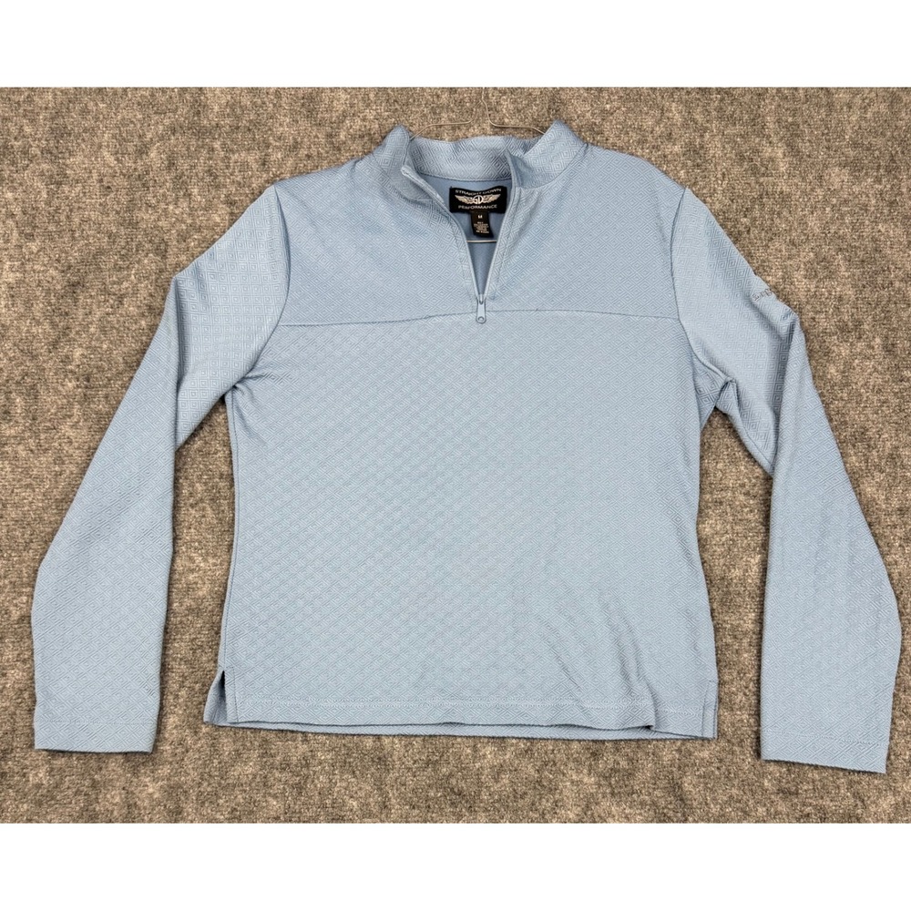 Straight Down Performance Mens M Blue Diamond Texture 1/4 Zip Pullover Top